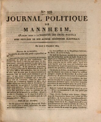 Journal politique de Mannheim (Gazette des Deux-Ponts) Donnerstag 6. Dezember 1804