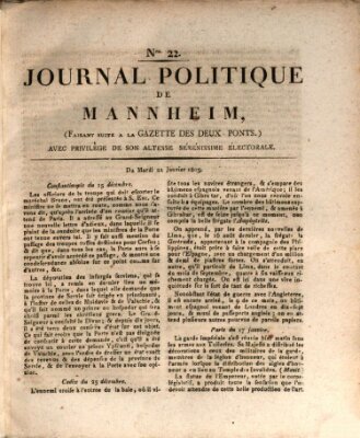 Journal politique de Mannheim (Gazette des Deux-Ponts) Dienstag 22. Januar 1805