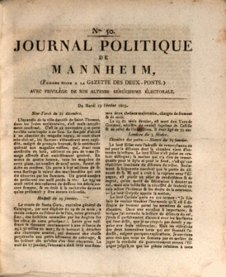 Journal politique de Mannheim (Gazette des Deux-Ponts) Dienstag 19. Februar 1805