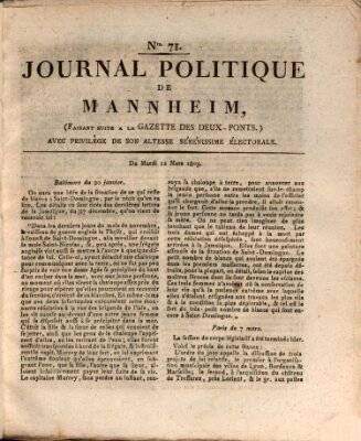 Journal politique de Mannheim (Gazette des Deux-Ponts) Dienstag 12. März 1805