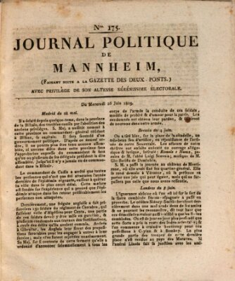 Journal politique de Mannheim (Gazette des Deux-Ponts) Mittwoch 26. Juni 1805