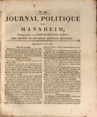 Journal politique de Mannheim (Gazette des Deux-Ponts) Samstag 5. April 1806