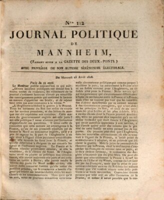 Journal politique de Mannheim (Gazette des Deux-Ponts) Mittwoch 23. April 1806