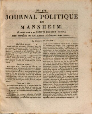 Journal politique de Mannheim (Gazette des Deux-Ponts) Sonntag 22. Juni 1806