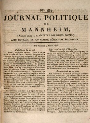Journal politique de Mannheim (Gazette des Deux-Ponts) Freitag 4. Juli 1806
