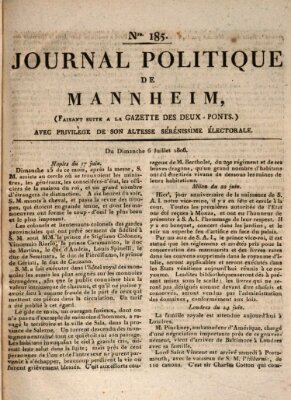 Journal politique de Mannheim (Gazette des Deux-Ponts) Sonntag 6. Juli 1806