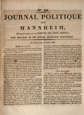 Journal politique de Mannheim (Gazette des Deux-Ponts) Sonntag 13. Juli 1806
