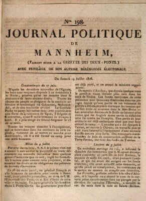 Journal politique de Mannheim (Gazette des Deux-Ponts) Samstag 19. Juli 1806
