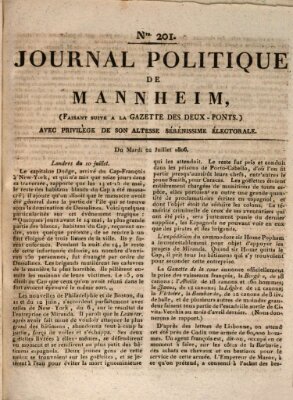 Journal politique de Mannheim (Gazette des Deux-Ponts) Dienstag 22. Juli 1806
