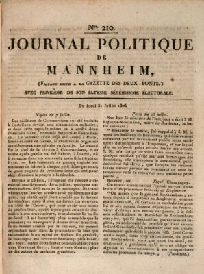 Journal politique de Mannheim (Gazette des Deux-Ponts) Donnerstag 31. Juli 1806