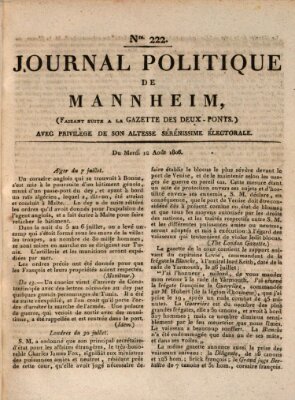 Journal politique de Mannheim (Gazette des Deux-Ponts) Dienstag 12. August 1806
