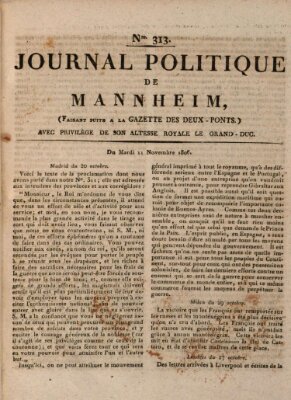 Journal politique de Mannheim (Gazette des Deux-Ponts) Dienstag 11. November 1806