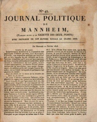 Journal politique de Mannheim (Gazette des Deux-Ponts) Mittwoch 10. Februar 1808