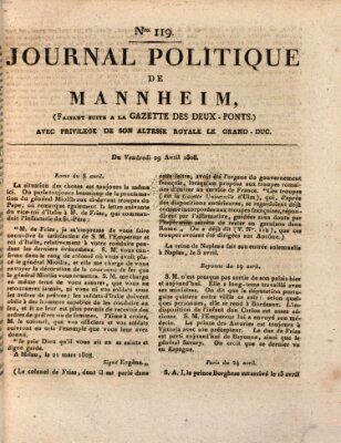 Journal politique de Mannheim (Gazette des Deux-Ponts) Freitag 29. April 1808