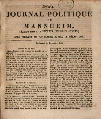 Journal politique de Mannheim (Gazette des Deux-Ponts) Montag 19. September 1808