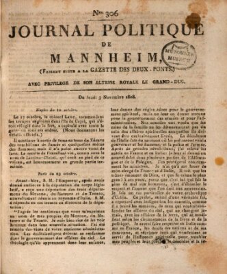 Journal politique de Mannheim (Gazette des Deux-Ponts) Donnerstag 3. November 1808