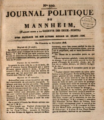 Journal politique de Mannheim (Gazette des Deux-Ponts) Sonntag 27. November 1808