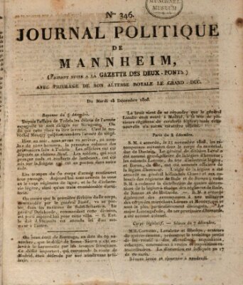 Journal politique de Mannheim (Gazette des Deux-Ponts) Dienstag 13. Dezember 1808