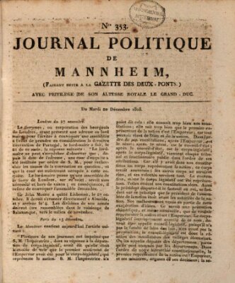 Journal politique de Mannheim (Gazette des Deux-Ponts) Dienstag 20. Dezember 1808