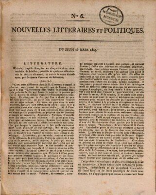 Nouvelles littéraires et politiques (Gazette des Deux-Ponts) Donnerstag 16. März 1809