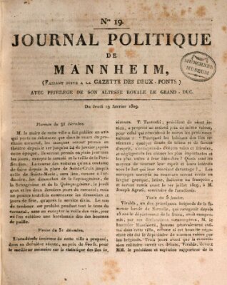Journal politique de Mannheim (Gazette des Deux-Ponts) Donnerstag 19. Januar 1809
