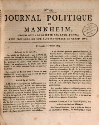 Journal politique de Mannheim (Gazette des Deux-Ponts) Montag 13. Februar 1809