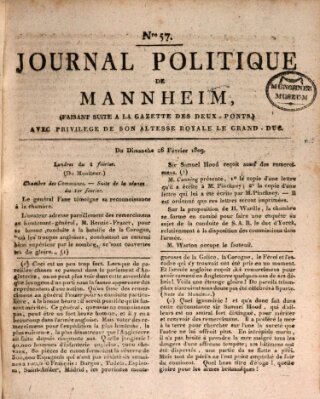 Journal politique de Mannheim (Gazette des Deux-Ponts) Sonntag 26. Februar 1809