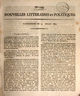 Nouvelles littéraires et politiques (Gazette des Deux-Ponts) Samstag 29. Juli 1809