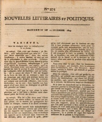Nouvelles littéraires et politiques (Gazette des Deux-Ponts) Dienstag 12. Dezember 1809