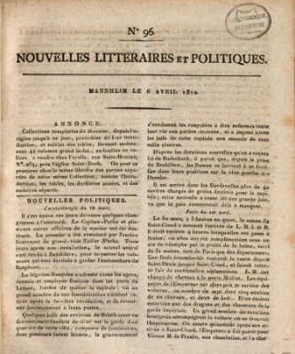 Nouvelles littéraires et politiques (Gazette des Deux-Ponts) Freitag 6. April 1810