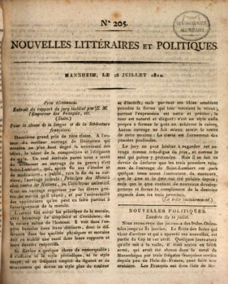 Nouvelles littéraires et politiques (Gazette des Deux-Ponts) Donnerstag 26. Juli 1810