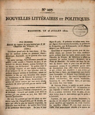 Nouvelles littéraires et politiques (Gazette des Deux-Ponts) Samstag 28. Juli 1810