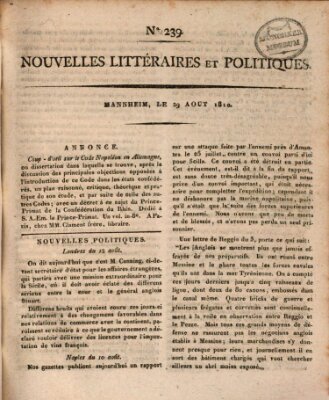 Nouvelles littéraires et politiques (Gazette des Deux-Ponts) Mittwoch 29. August 1810