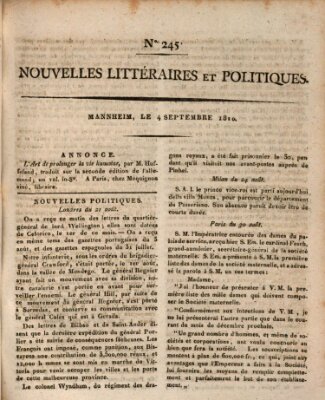 Nouvelles littéraires et politiques (Gazette des Deux-Ponts) Dienstag 4. September 1810