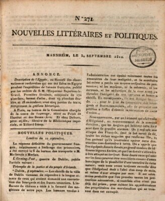 Nouvelles littéraires et politiques (Gazette des Deux-Ponts) Sonntag 30. September 1810