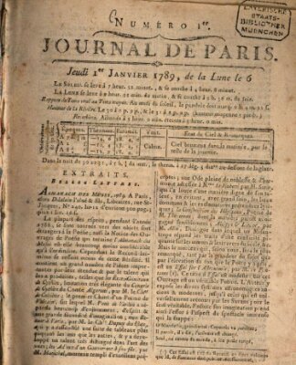 Journal de Paris 〈Paris〉 Donnerstag 1. Januar 1789