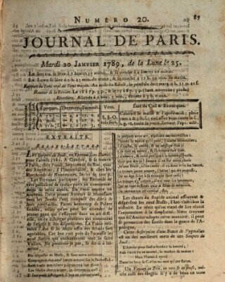 Journal de Paris 〈Paris〉 Dienstag 20. Januar 1789