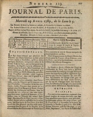 Journal de Paris 〈Paris〉 Mittwoch 29. April 1789