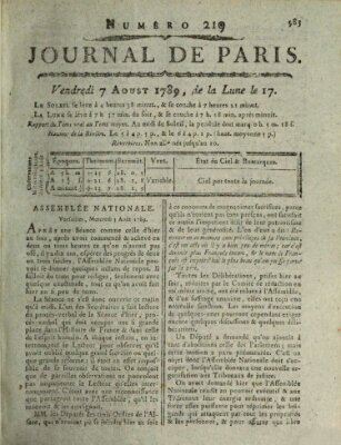 Journal de Paris 〈Paris〉 Freitag 7. August 1789