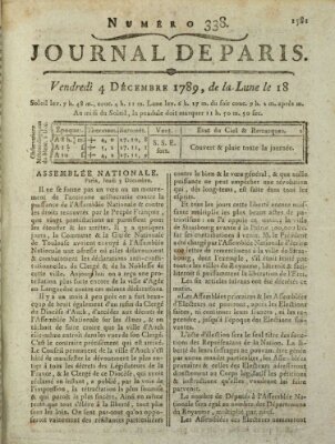 Journal de Paris 〈Paris〉 Freitag 4. Dezember 1789