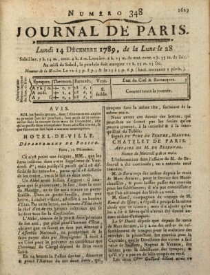 Journal de Paris 〈Paris〉 Montag 14. Dezember 1789
