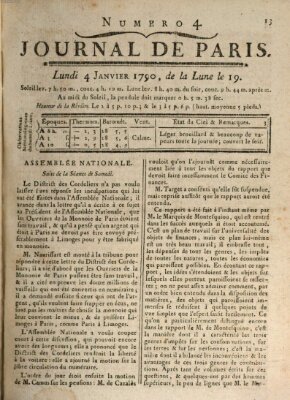 Journal de Paris 〈Paris〉 Montag 4. Januar 1790