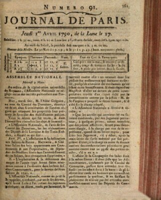 Journal de Paris 〈Paris〉 Donnerstag 1. April 1790