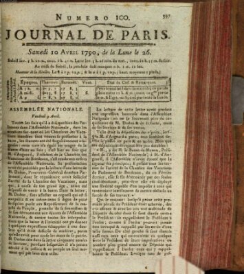 Journal de Paris 〈Paris〉 Samstag 10. April 1790