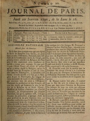 Journal de Paris 〈Paris〉 Donnerstag 20. Januar 1791
