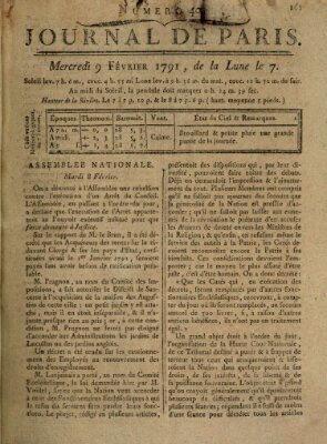 Journal de Paris 〈Paris〉 Mittwoch 9. Februar 1791