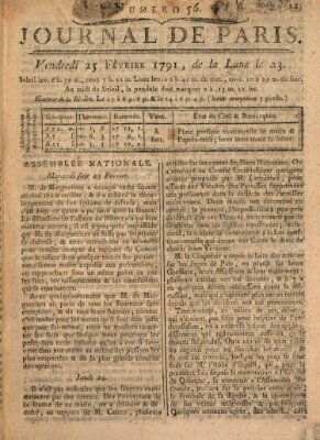 Journal de Paris 〈Paris〉 Freitag 25. Februar 1791