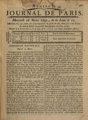 Journal de Paris 〈Paris〉 Mittwoch 16. März 1791