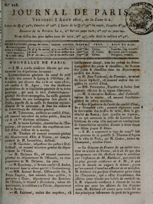 Journal de Paris 〈Paris〉 Freitag 3. August 1810
