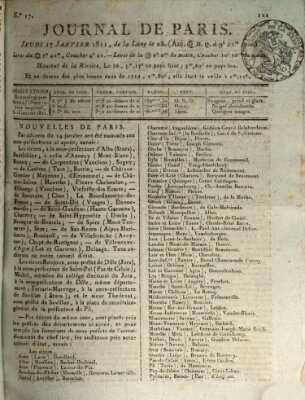 Journal de Paris 〈Paris〉 Donnerstag 17. Januar 1811
